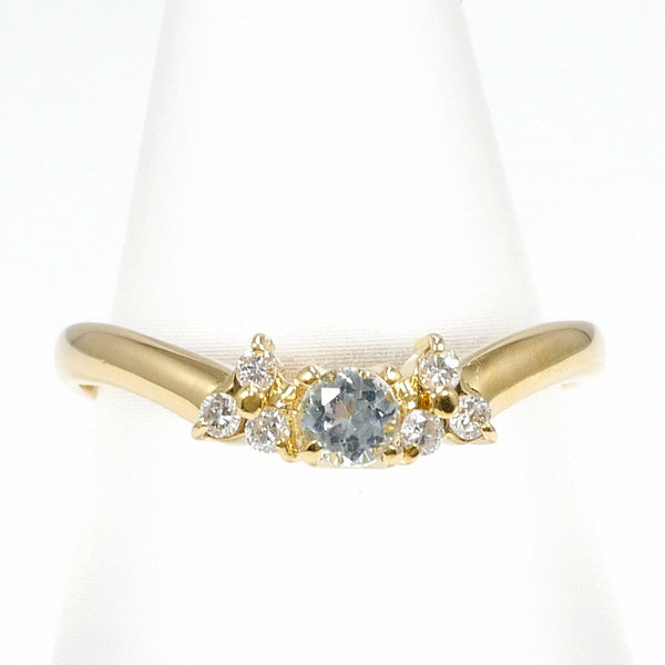 テイクアップ K18YG リング 指輪 6.5号 アクアマリン ダイヤ 0.06 総重量約1.3g100302050A101864