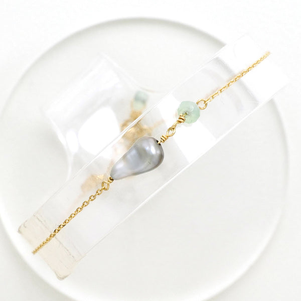 ハスナ K18YG ブレスレット パール アクアプレーズ 総重量約1.0g 約21.5cm100302050a201562