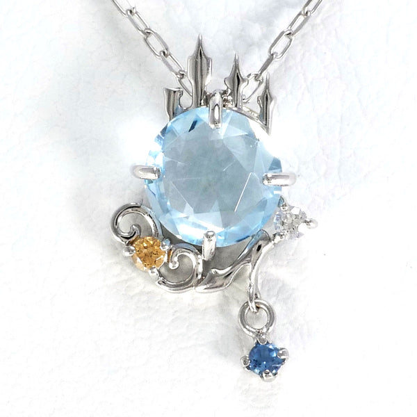 テイクアップ ディズニー K10WG ネックレス アクアマリン 天然石 総重量約1.4g 約40cm100302050a901239