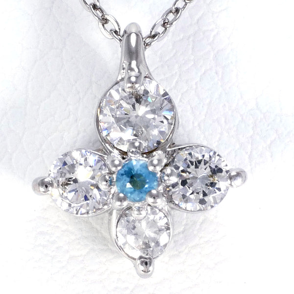 ミスティ K10WG ネックレス ブルートパーズ ジルコニア 総重量約2.1g 約40cm100302050a901242