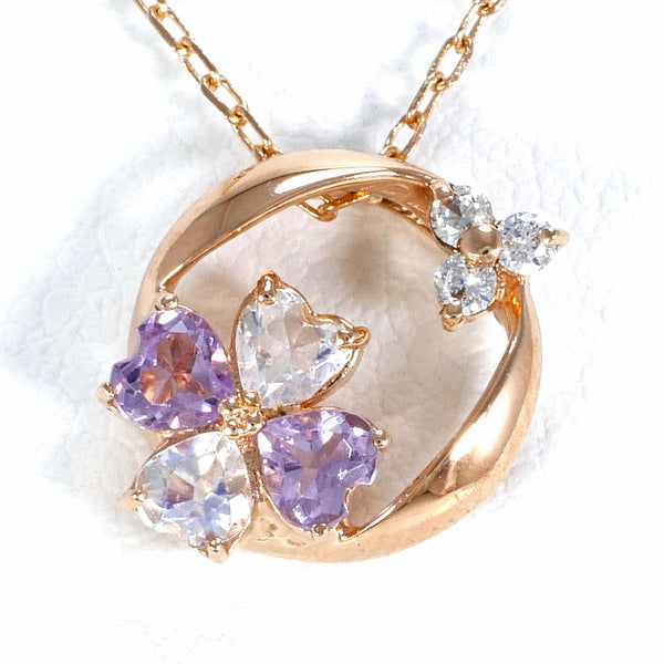 組曲 K10PG ネックレス アメジスト ブルームーンストーン ジルコニア 総重量約1.4g 約40cm100302050a901867