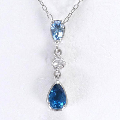 ミッシェルクラン K18WG ネックレス ブルートパーズー ホワイトトパーズ アクアマリン 総重量約2.6g 約40cm1003020509801707
