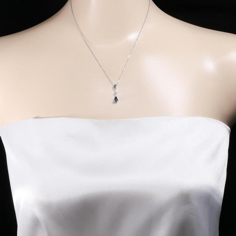 ミッシェルクラン K18WG ネックレス ブルートパーズー ホワイトトパーズ アクアマリン 総重量約2.6g 約40cm1003020509801707
