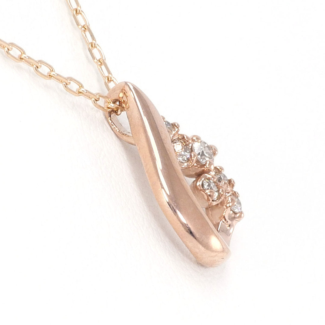 組曲 K10PG ネックレス ダイヤ 0.11 総重量約1.8g 約