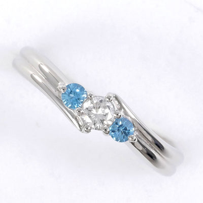 PT900 リング 指輪 11.5号 ダイヤ 0.13 ブルートパーズ 総重量約3.2g1003020509E01016