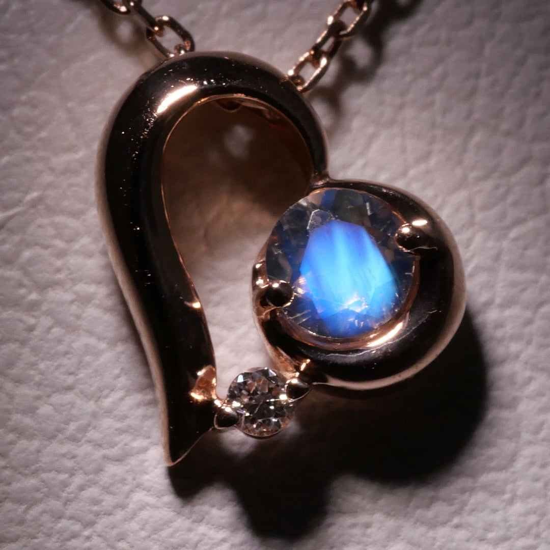 現行品 スタージュエリー K10PG ブルームーンストーン ダイヤ ネックレス