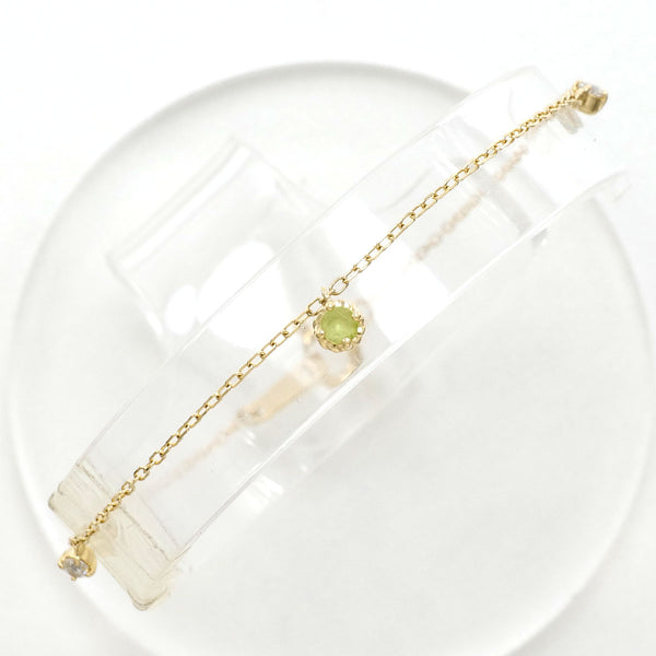 100302050A301812カナル4℃ K10YG ブレスレット ペリドット ジルコニア 総重量約0.6g 約17.5cm