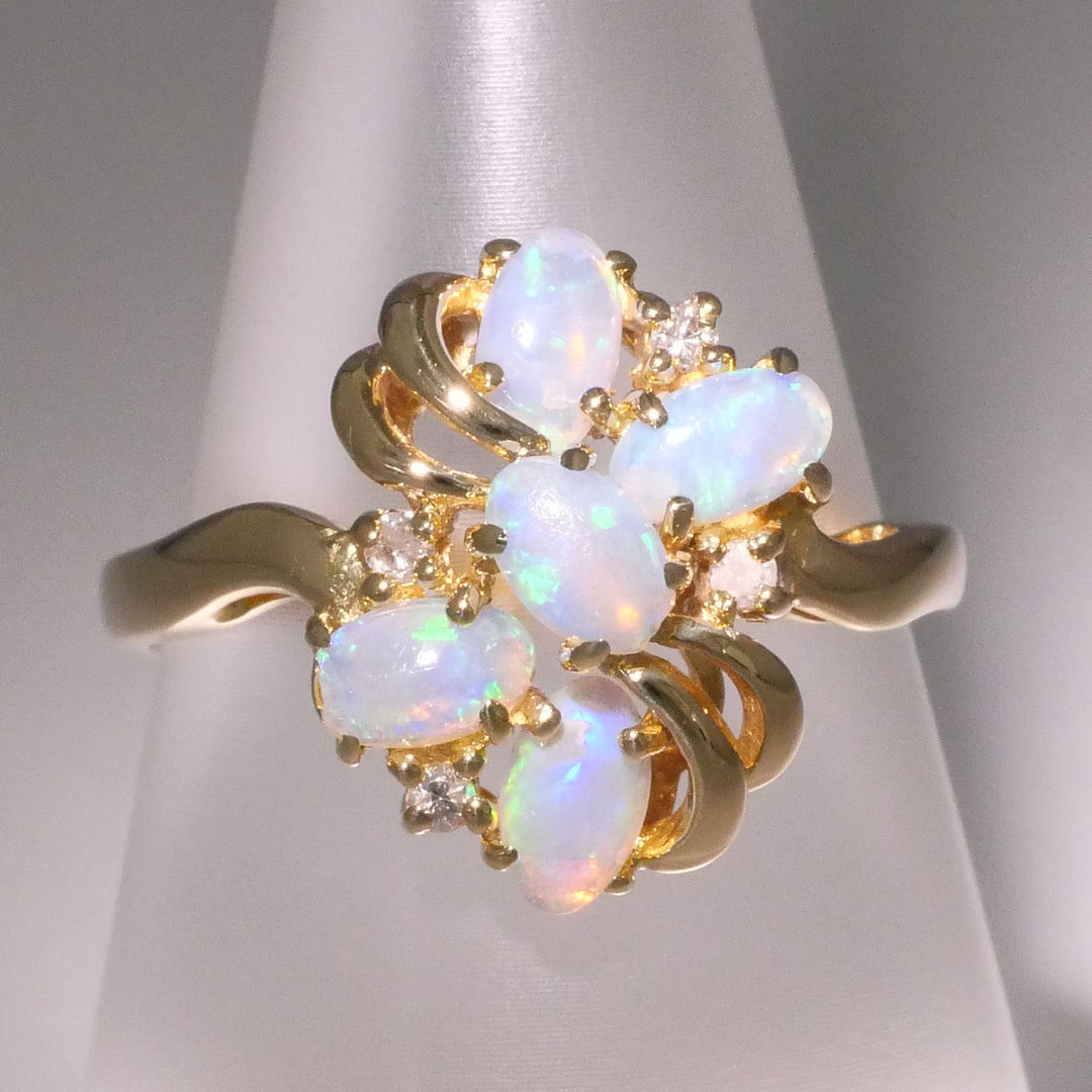 １８Ｋリング K18YG リング 指輪 13号 オパール ダイヤ 0.05 ダイヤ 0.061 総