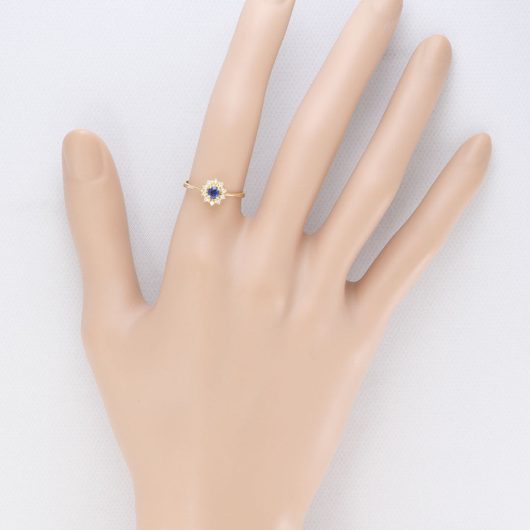 K18YG リング 指輪 9号 サファイア ダイヤ 総重量約1.5