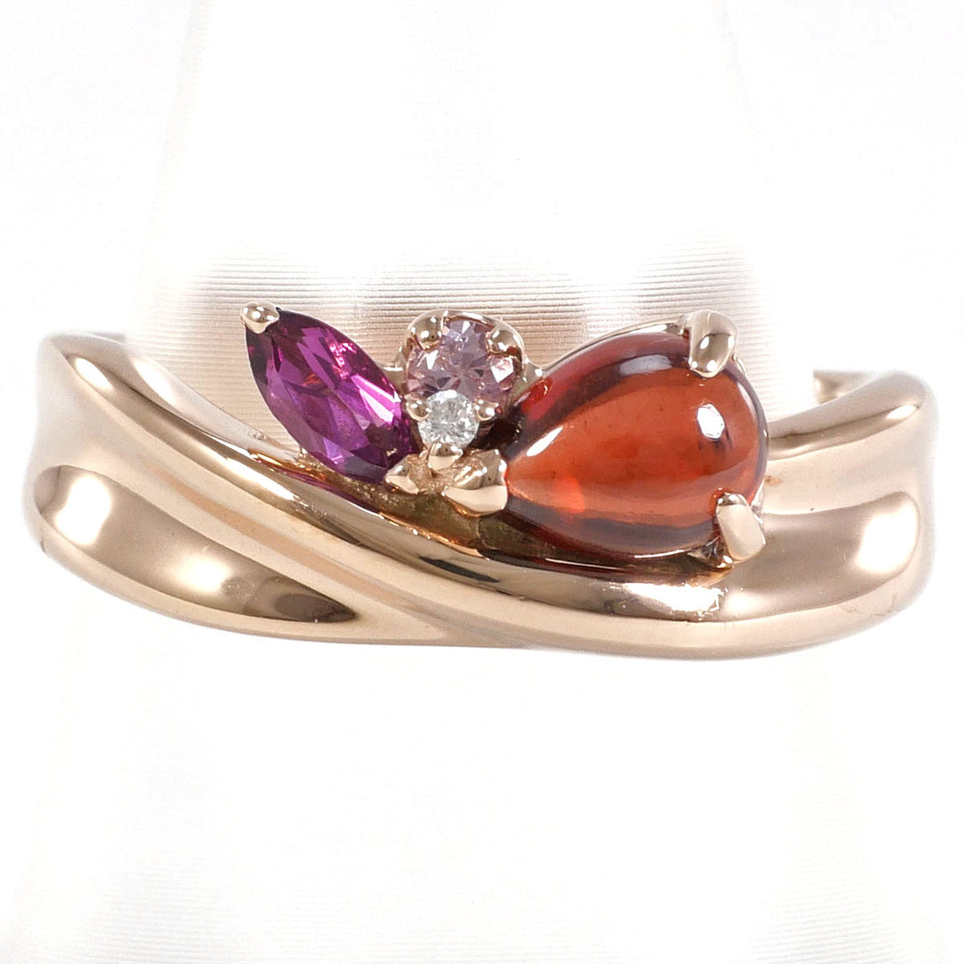 4℃ K10 YG ロードライトガーネットリング 11号 ロードライトガーネット ダイヤモンドリング Pt900 4.10ct 0.18