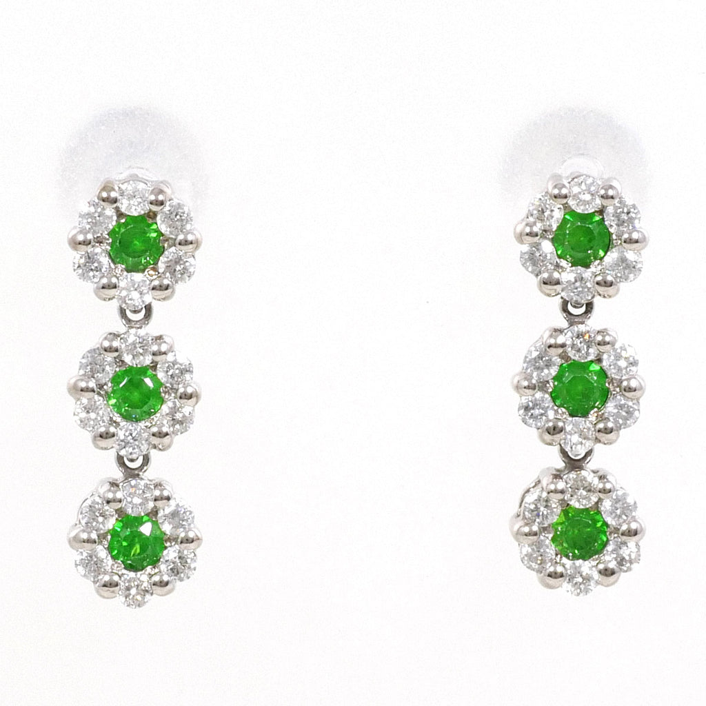 K14WG ピアス グリーンガーネット 0.14 0.13 ダイヤ 0.18×2 総重量約