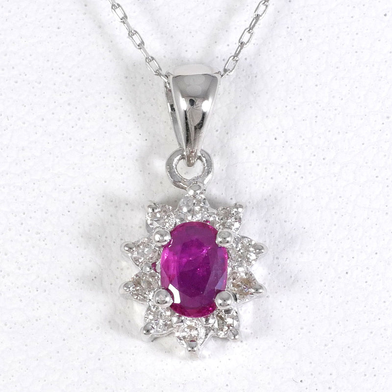 PT900 PT850 ネックレス ルビー 0.24 ダイヤ 0.12 総重量約2.2g 約40cm1003020509B00692